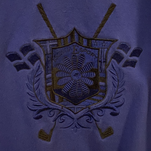 Escada Sport VTG embroidered logo 3/4 sleeve collared, cotton sweatshirt, W’s S - Picture 3 of 7